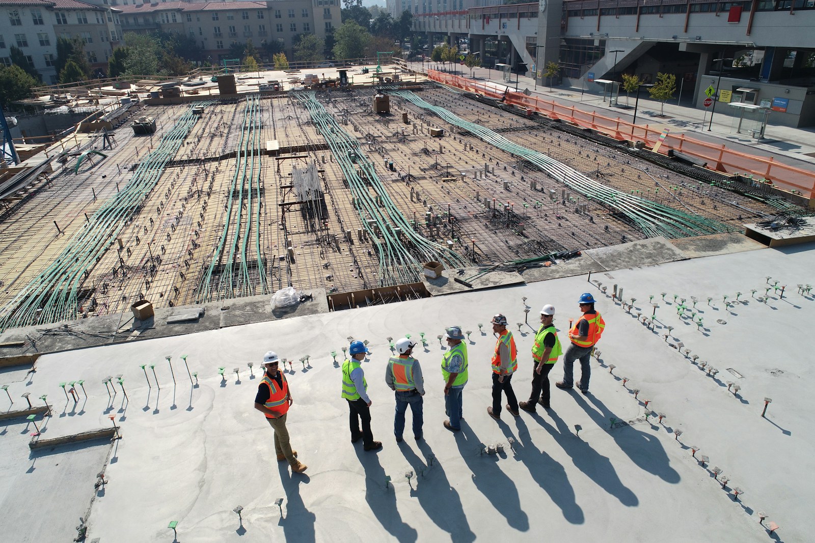 Construction team working at an infrastructure site